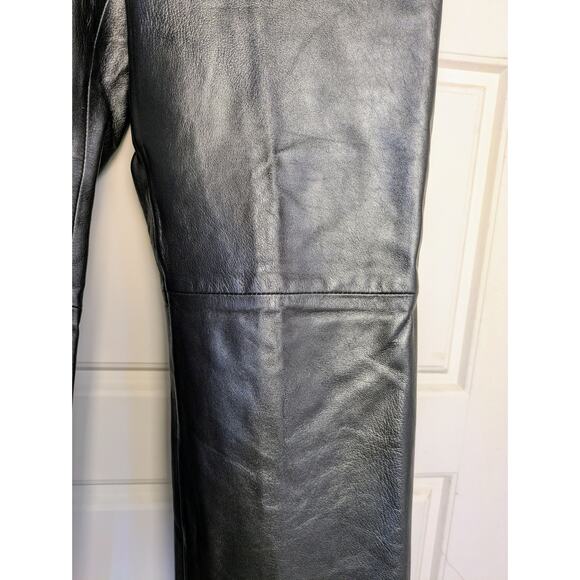 Saks Fifth Avenue Leather Pants 10 Folio Collection Gray Shimmer High Rise NEW - Picture 4 of 10